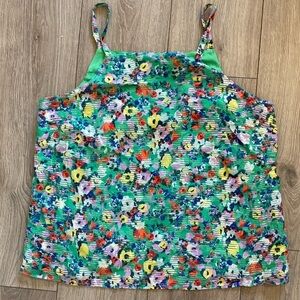 Anthropologie Maeve Women's Quinn Textured Floral Green Cami Top size 12